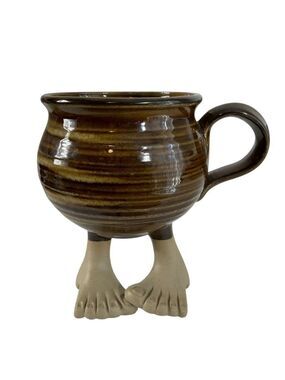 Vintage 1994 Muddy Waters Pottery Bare Feet Footed Coffee Mug 16 oz